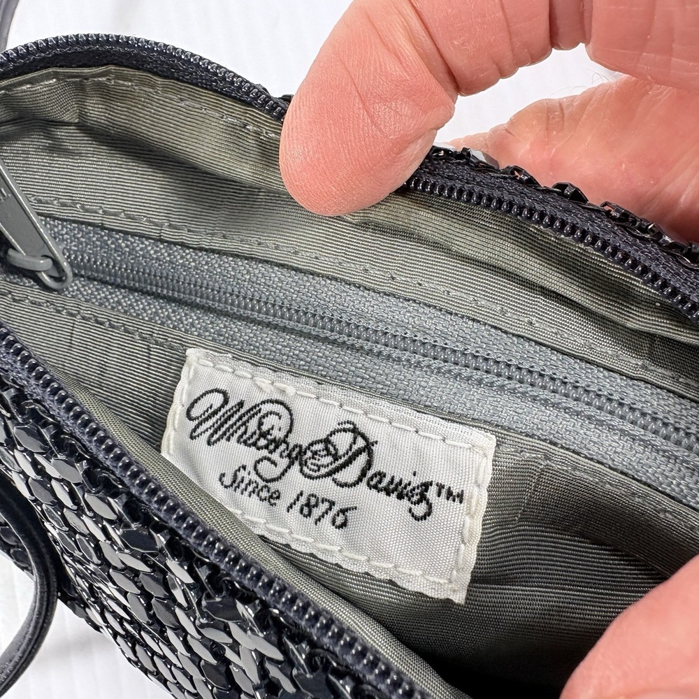 Vintage Whiting Davis Purse Black metal Mesh Flapper Bag - Picture 3 of 10